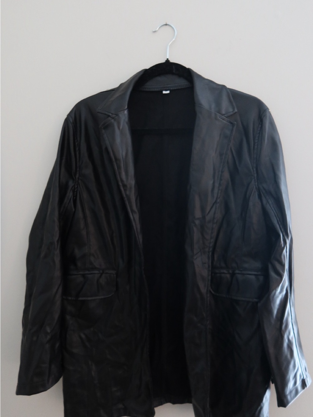 Women's Black Leather Blazer Jacket